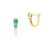 Classic Oval Emerald & Diamond Hoop Earrings in 9ct Yellow Gold sold by Gemondo Jewellery