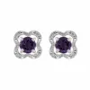 Classic Round Amethyst Stud Earrings with Detachable Diamond Flower Ear Jacket in 9ct White Gold sold by Gemondo Jewellery