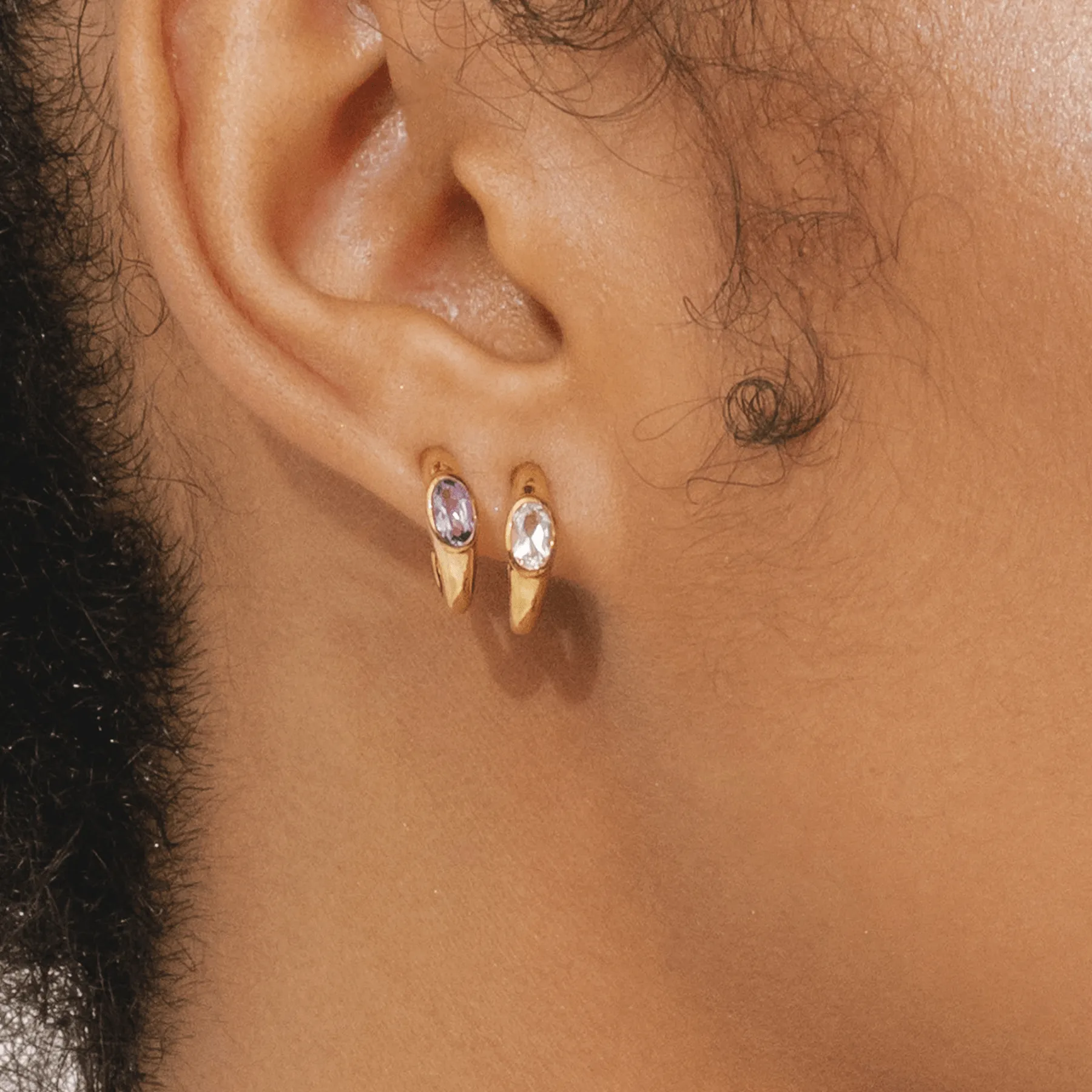 Modern Classic Oval White Topaz Ring in 18ct Gold Plated Silver sold by Gemondo Jewellery product image thumbnail 2