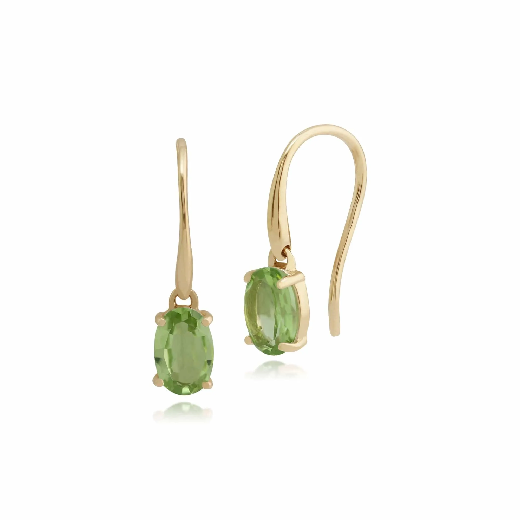 Classic Oval Peridot Hook Drop Earrings in 9ct Yellow Gold sold by Gemondo Jewellery