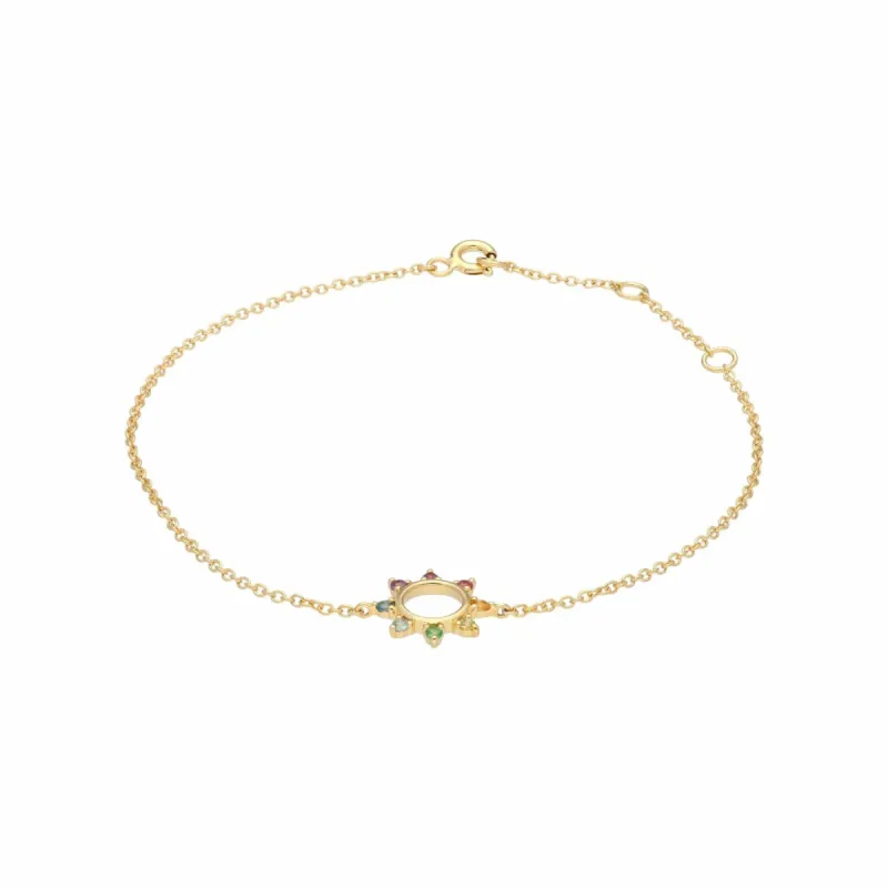 Rainbow Sunburst Bracelet in Gold Plated Sterling Silver sold by Gemondo Jewellery