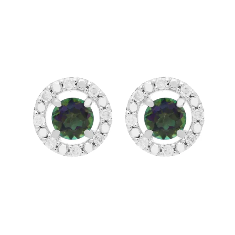 Classic Round Mystic Topaz Stud Earrings with Detachable Diamond Round Ear Jacket in 9ct White Gold sold by Gemondo Jewellery