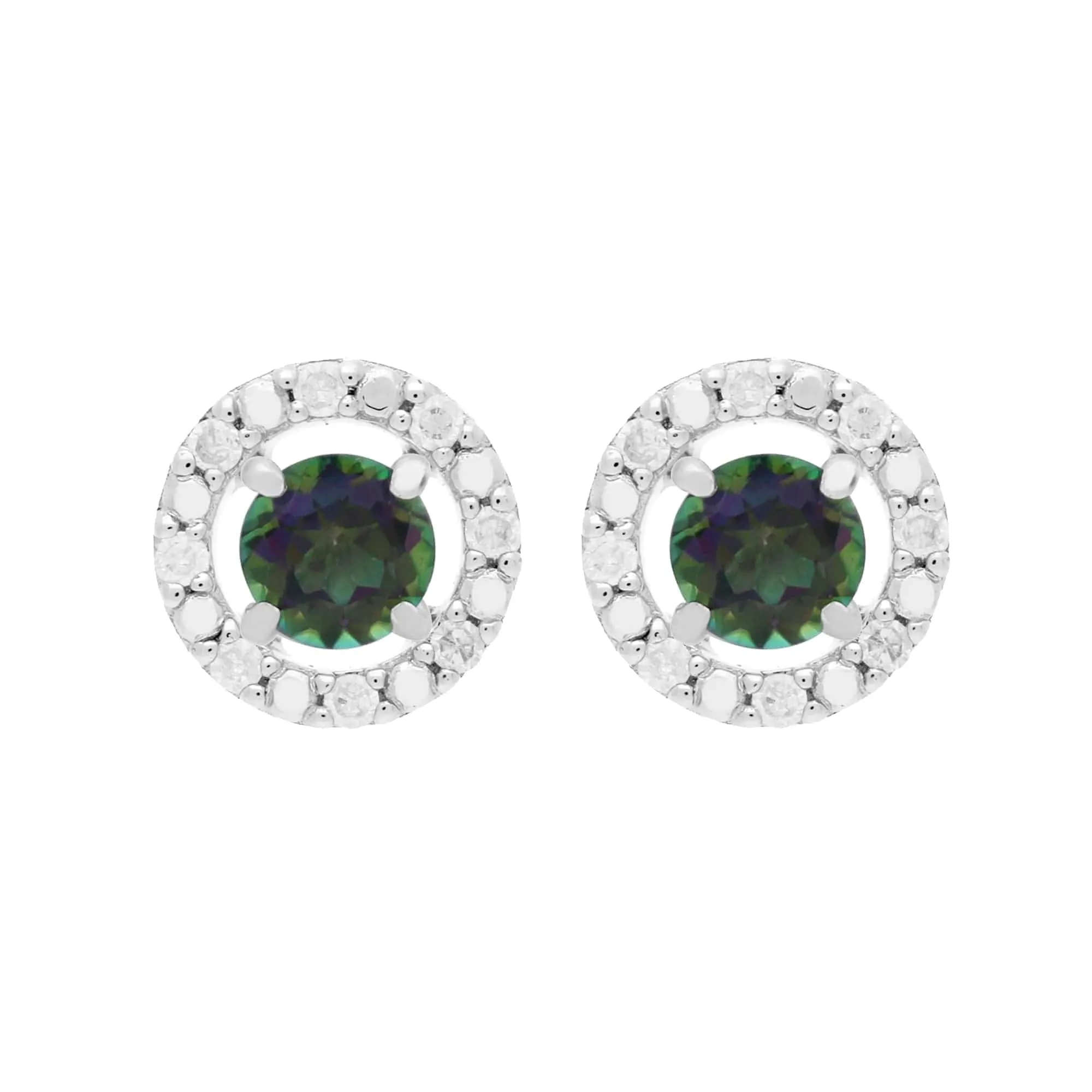 Classic Round Mystic Topaz Stud Earrings with Detachable Diamond Round Ear Jacket in 9ct White Gold sold by Gemondo Jewellery