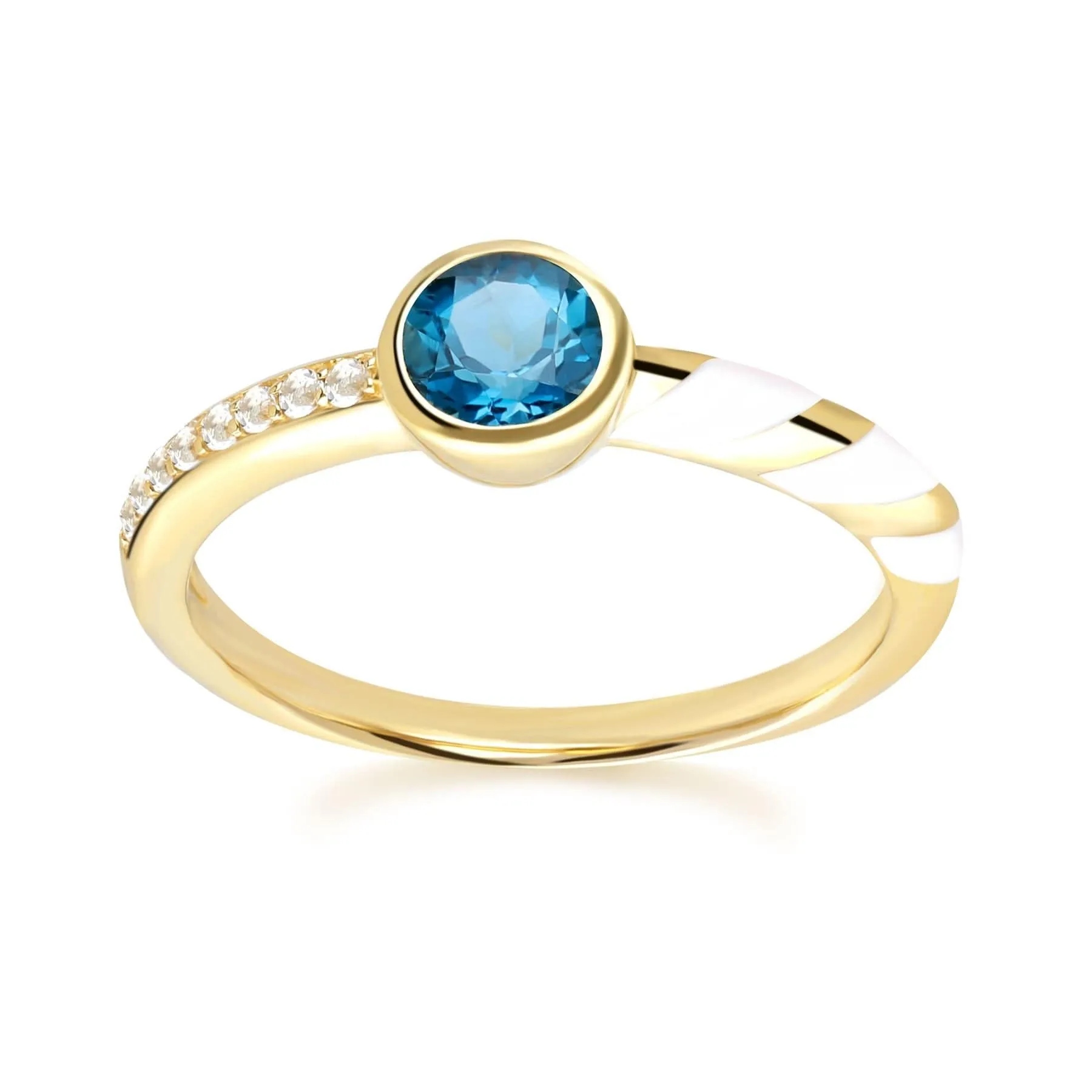 Siberian Waltz Enamel & London Blue Topaz Ring in 9ct Gold sold by Gemondo Jewellery product image thumbnail 4