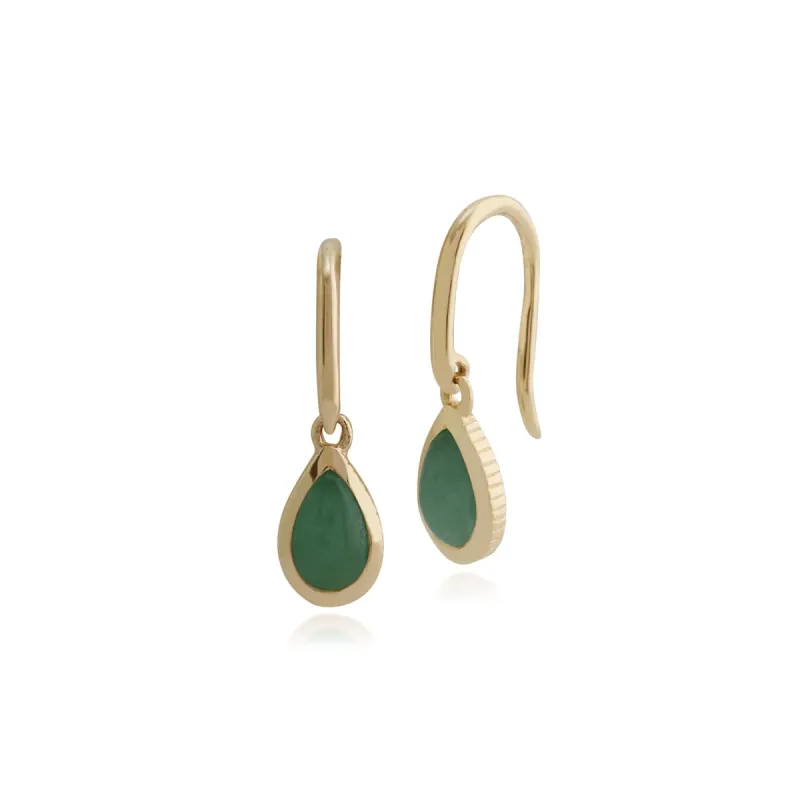 Classic Green Jade Bezel Set Drop Earrings in 9ct Yellow Gold sold by Gemondo Jewellery