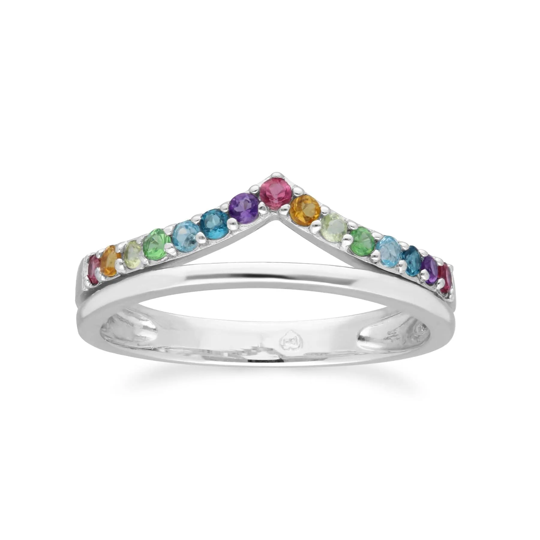 Rainbow Gems Wishbone Style Ring in Sterling Silver sold by Gemondo Jewellery product image thumbnail 3