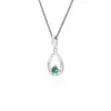 Classic Round Emerald & Diamond Pear Shaped Pendant in 9ct White Gold sold by Gemondo Jewellery
