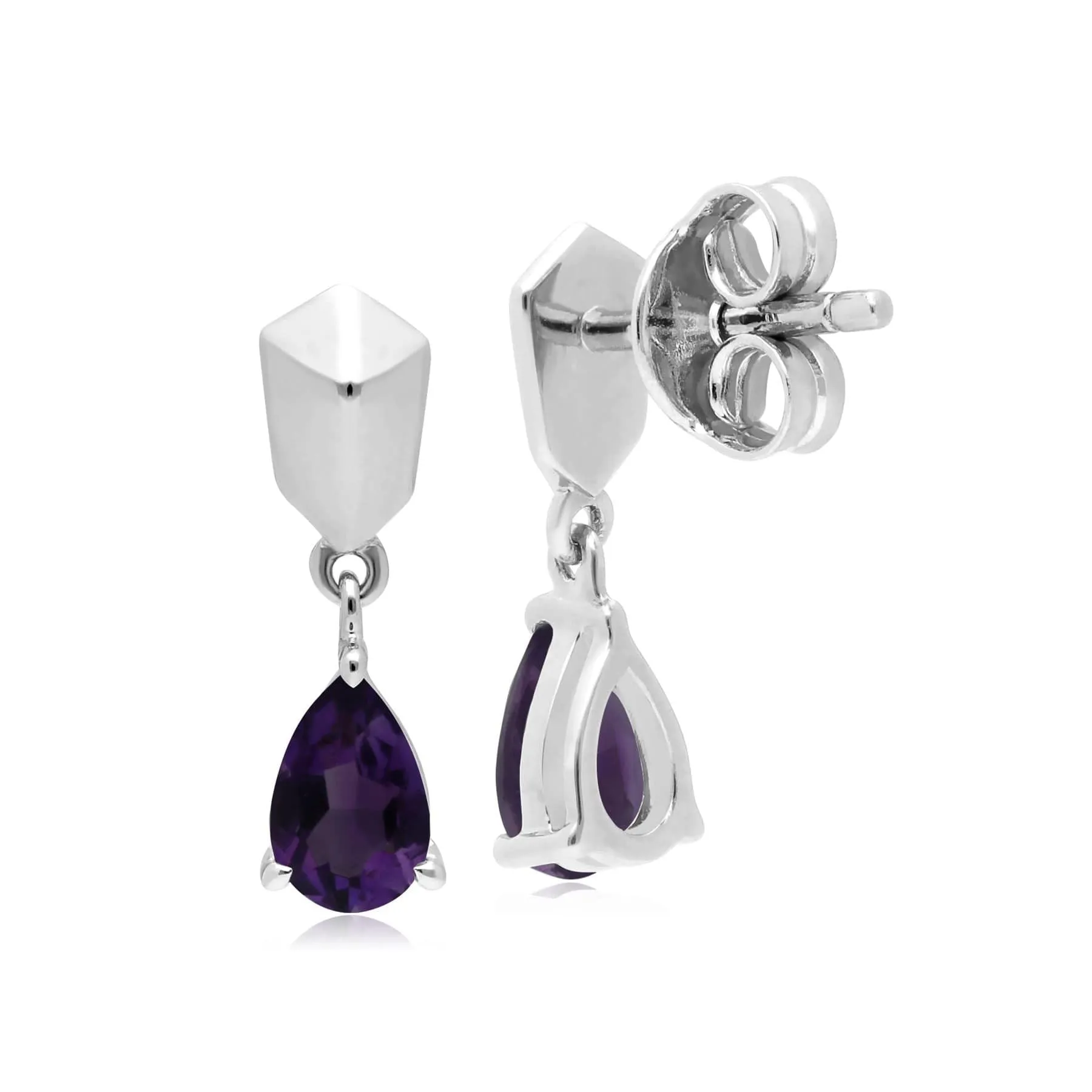Micro Statement Amethyst Earrings in 925 Sterling Silver sold by Gemondo Jewellery product image thumbnail 2