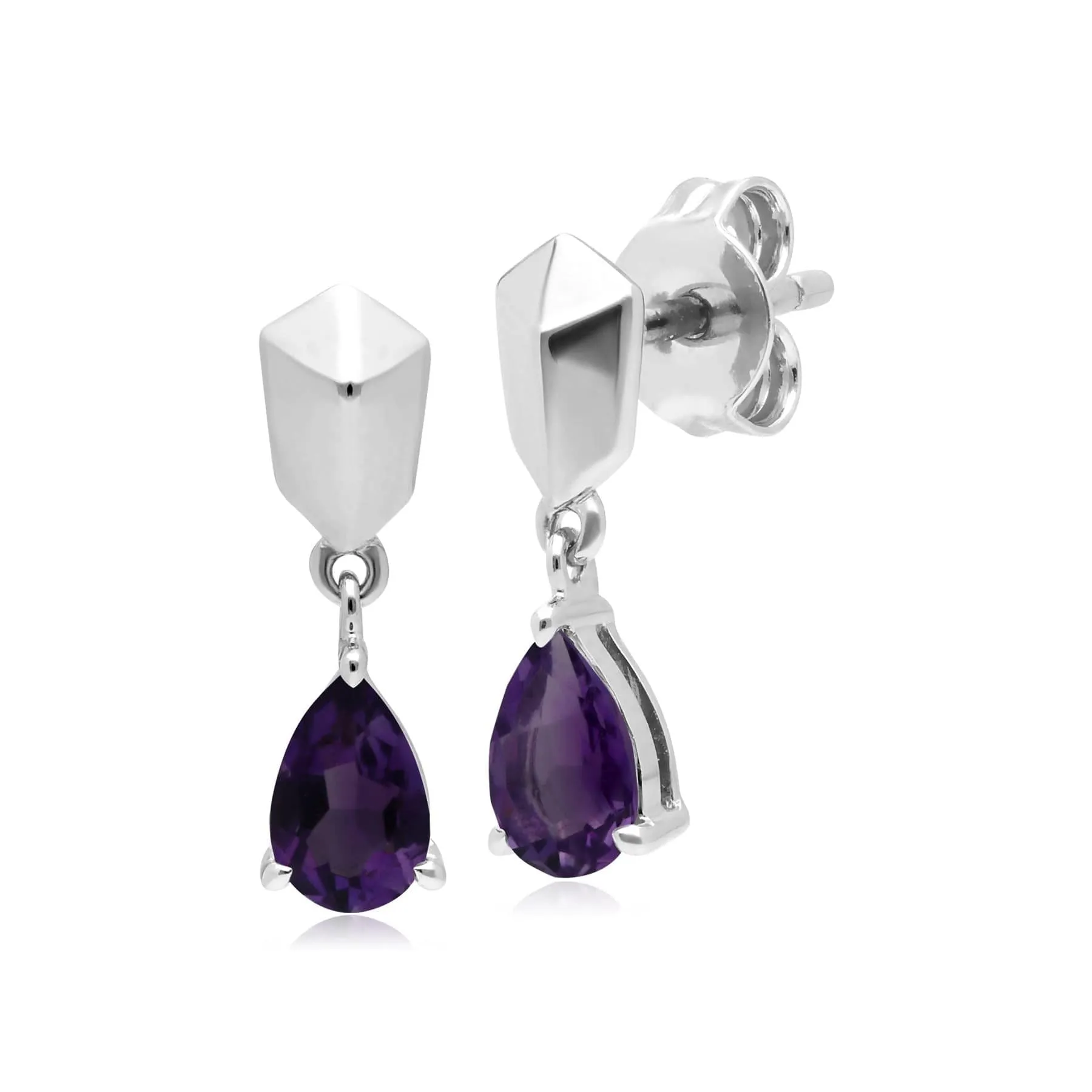Micro Statement Amethyst Earrings in 925 Sterling Silver sold by Gemondo Jewellery