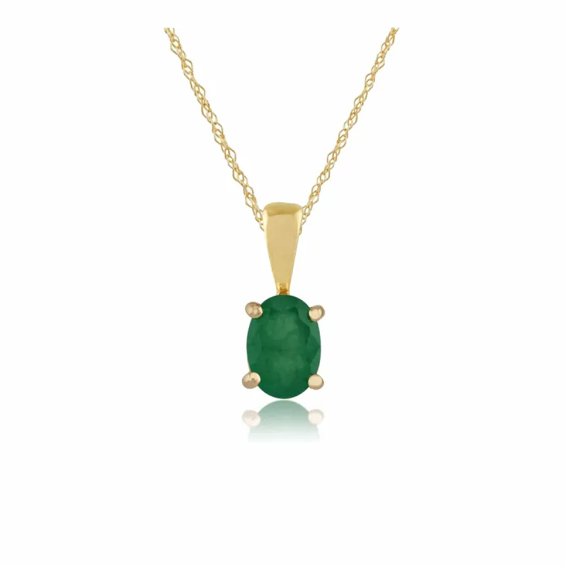 Classic Oval Emerald Pendant in 9ct Yellow Gold sold by Gemondo Jewellery