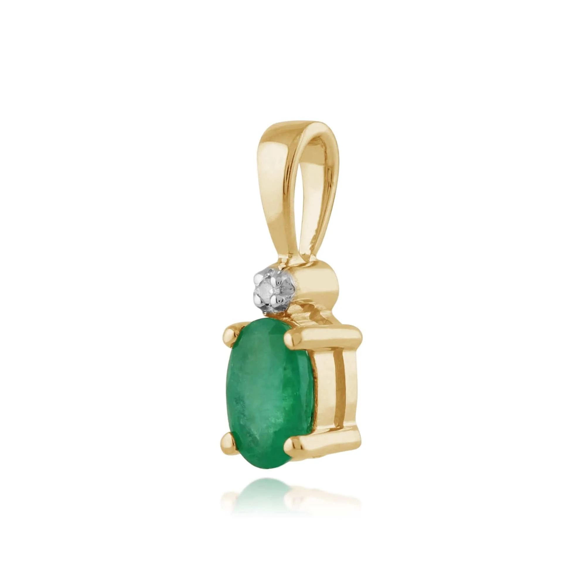 Classic Oval Emerald & Diamond Pendant in 9ct Yellow Gold sold by Gemondo Jewellery product image thumbnail 2