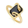 Grand Deco Black Onyx Snake Wrap Ring in Gold Plated Sterling Silver sold by Gemondo Jewellery