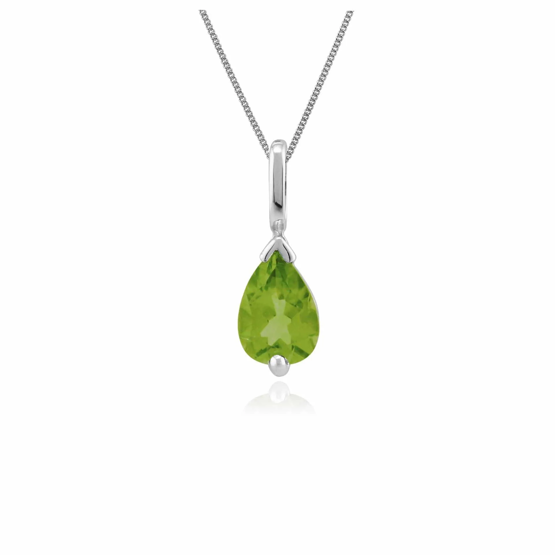 Classic Pear Peridot Pendant in 9ct White Gold sold by Gemondo Jewellery