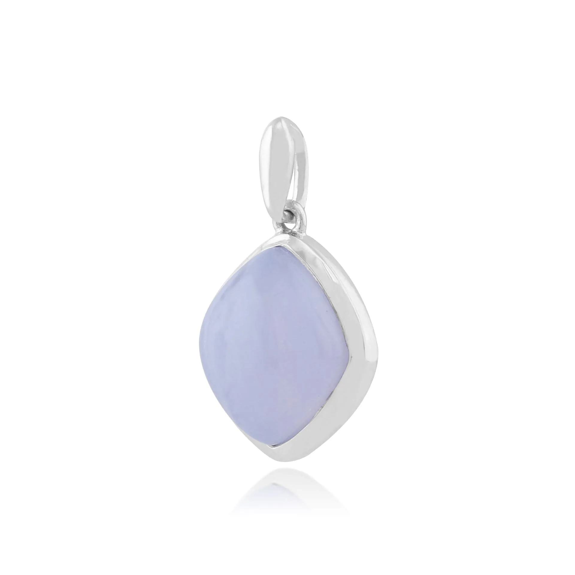 Classic Sugarloaf Blue Lace Agate Bezel Set Diamond Shape Pendant in 925 Sterling Silver sold by Gemondo Jewellery product image thumbnail 2