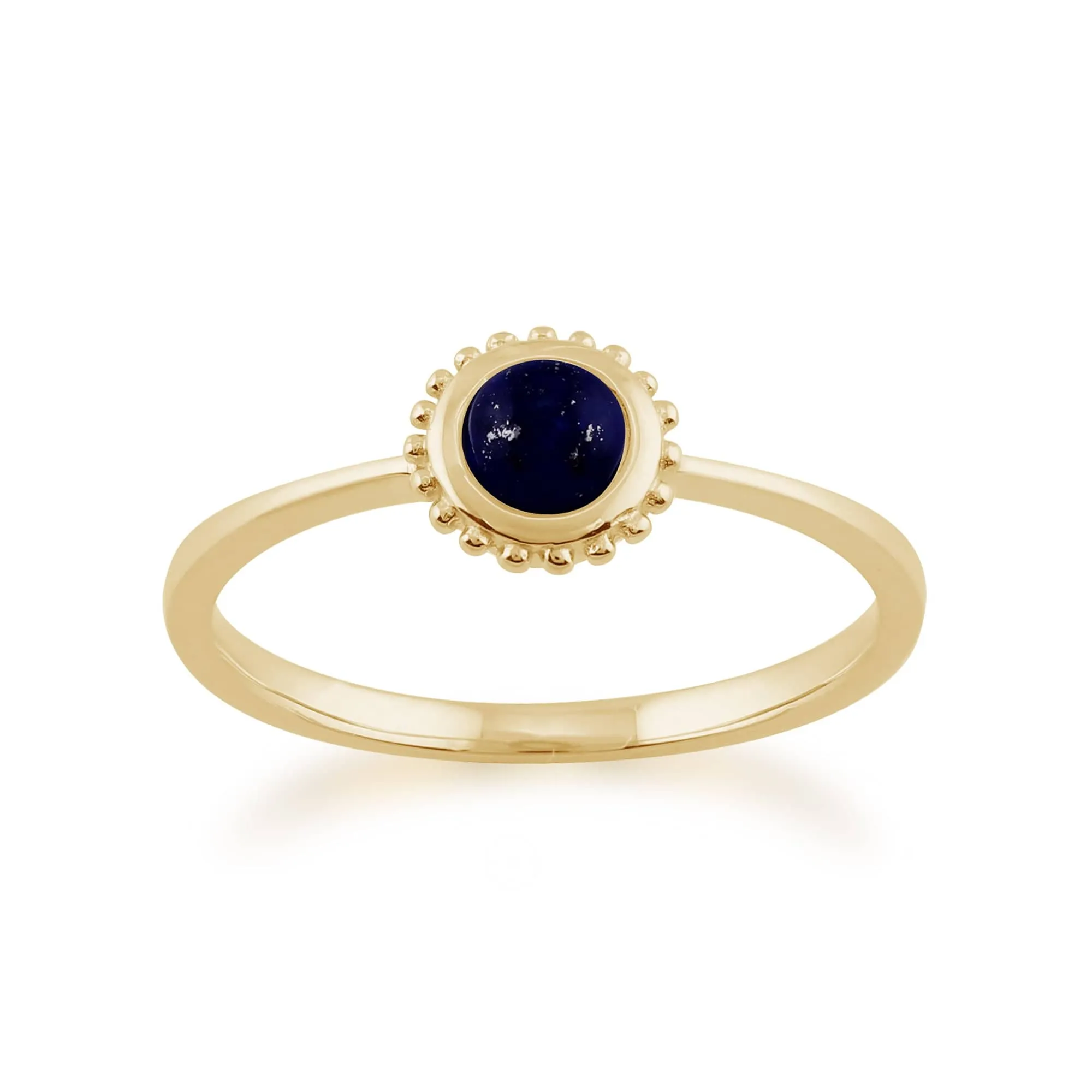 Classic Round Lapis Lazuli Single Stone Stud Earrings & Solitaire Ring Set in 9ct Yellow Gold sold by Gemondo Jewellery product image thumbnail 3