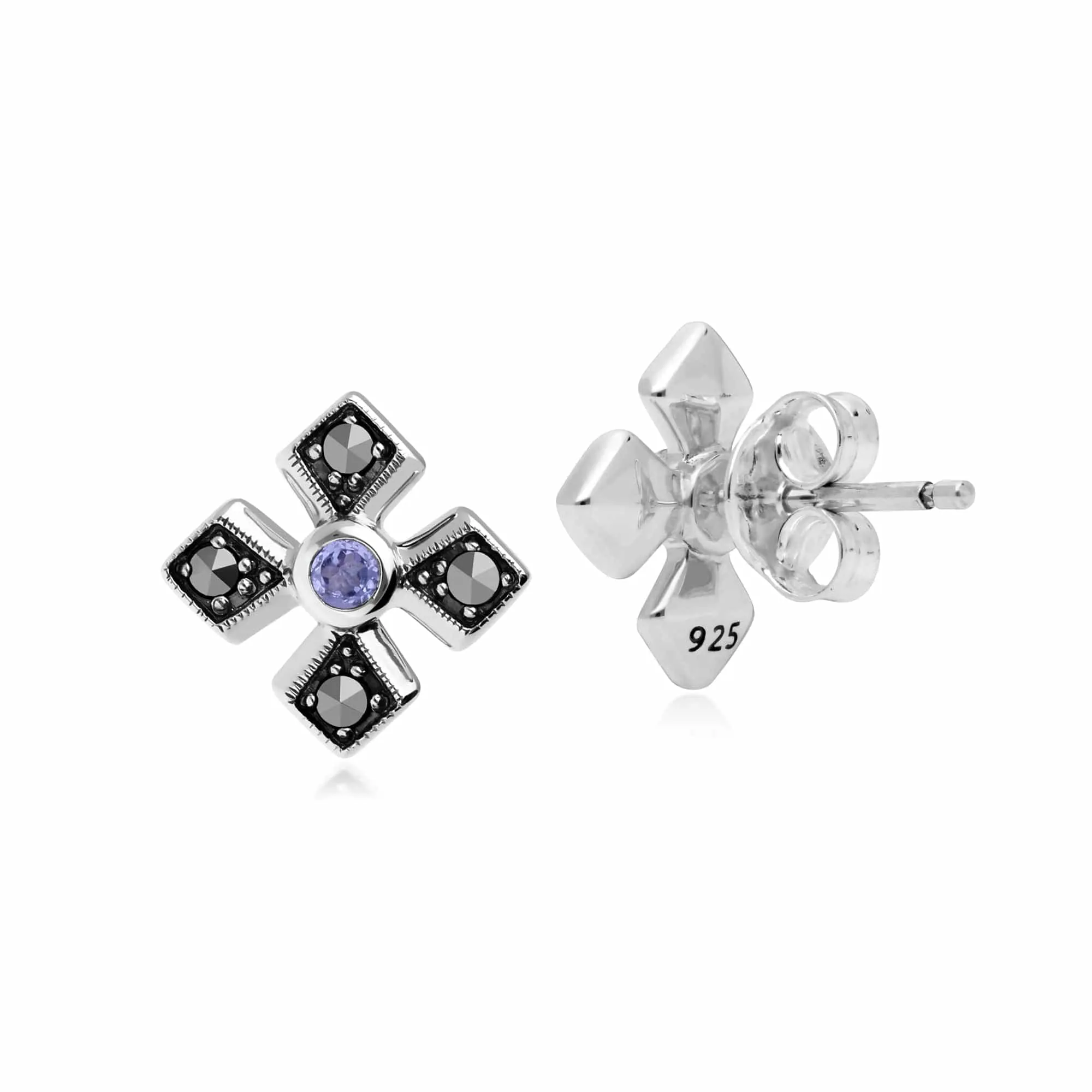 Gemondo Sterling Silver Marcasite & Tanzanite December Birthstone Earring sold by Gemondo Jewellery product image thumbnail 2