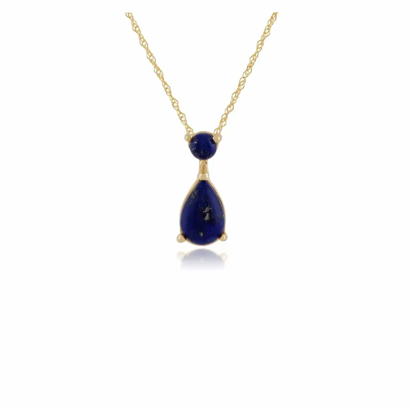 Classic Pear Lapis Lazuli Pendant in 9ct Yellow Gold sold by Gemondo Jewellery