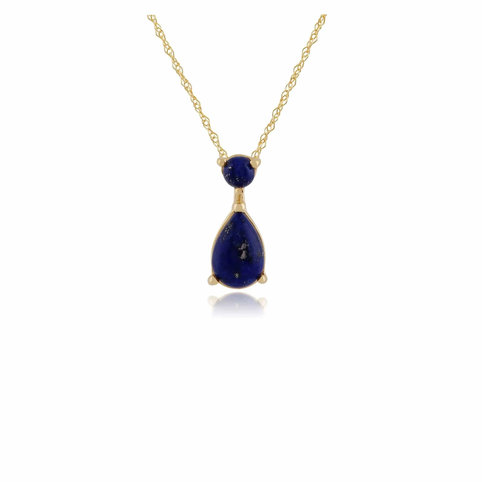 Classic Pear Lapis Lazuli Pendant in 9ct Yellow Gold sold by Gemondo Jewellery