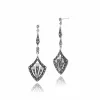 Art Deco Style Opal & Marcasite Shield Drop Earrings & Necklace Set in Silver sold by Gemondo Jewellery