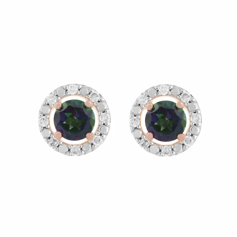 Classic Round Mystic Topaz Stud Earrings with Detachable Diamond Round Ear Jacket in 9ct Rose Gold sold by Gemondo Jewellery