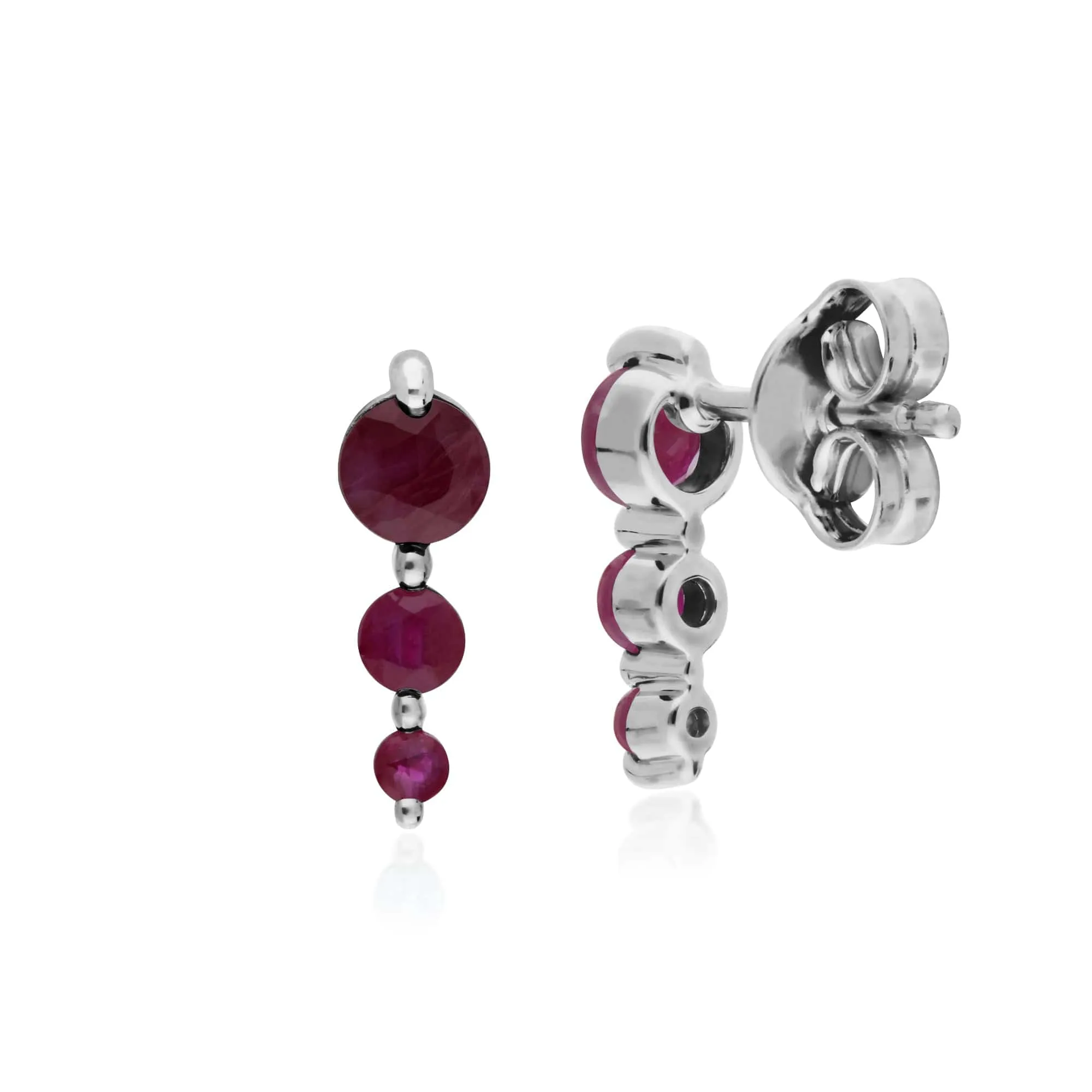 Classic Round Ruby Gradient Drop Stud Earrings in 925 Sterling Silver sold by Gemondo Jewellery product image thumbnail 2