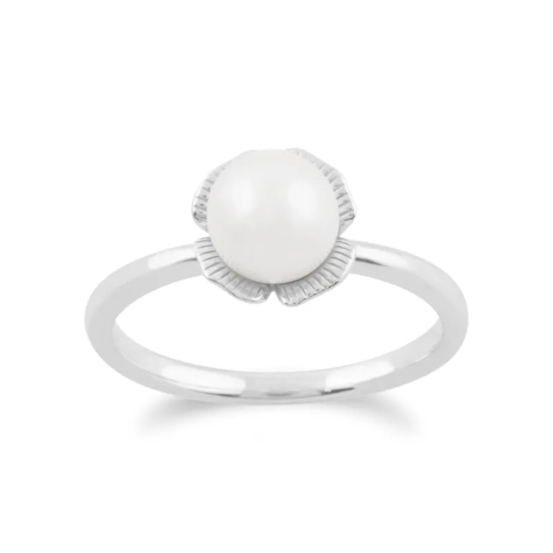 Gemondo 925 Sterling Silver Ginkgo Flower 1.88ct Pearl Ring sold by Gemondo Jewellery
