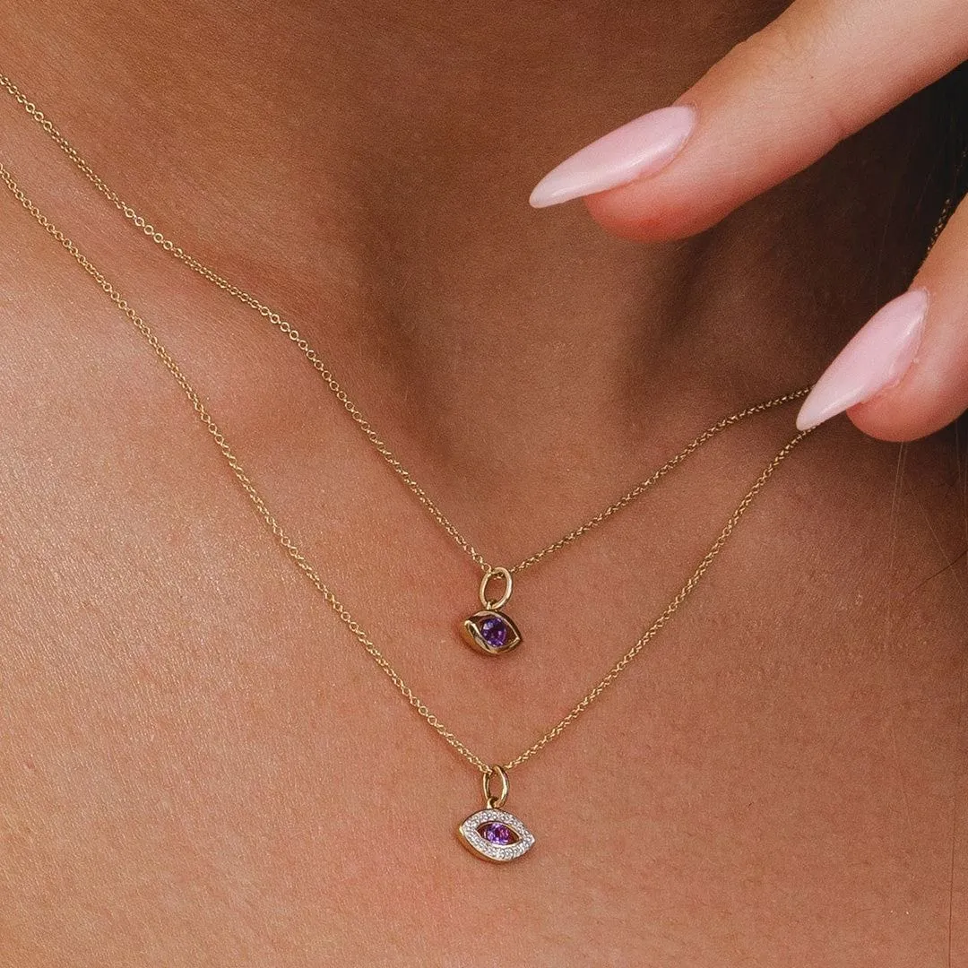ECFEW™ Dainty Evil Eye Amethyst & Diamond Pendant in 9ct Yellow Gold sold by Gemondo Jewellery product image thumbnail 2