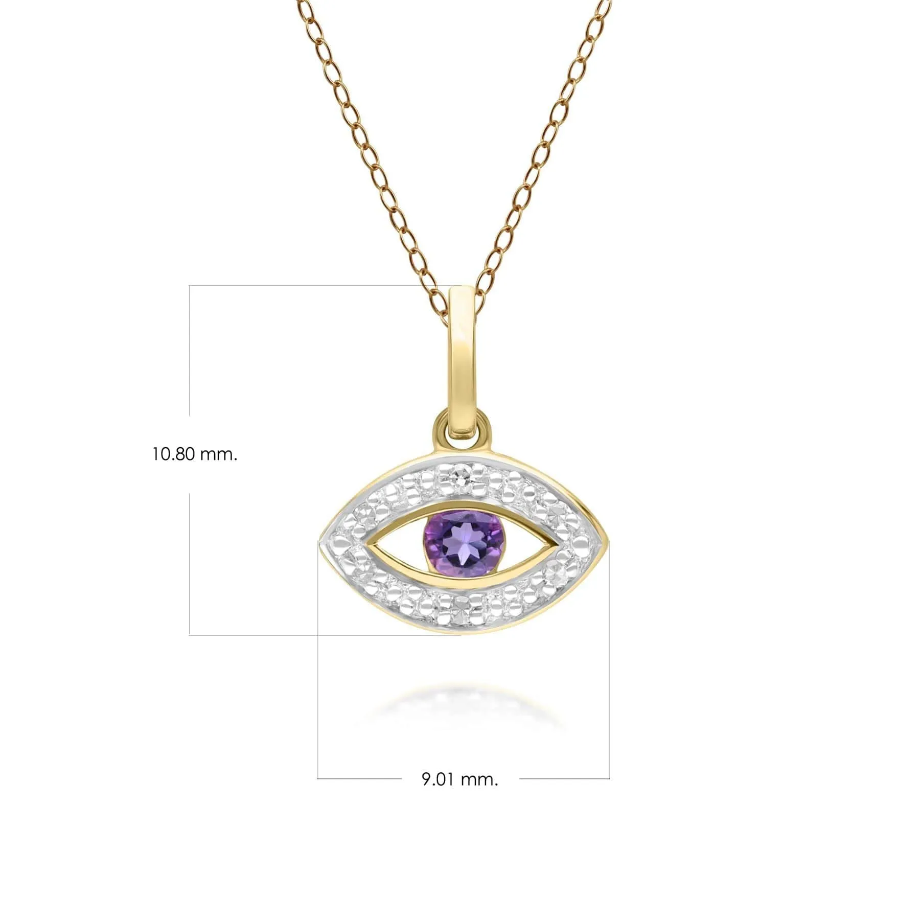 ECFEW™ Dainty Evil Eye Amethyst & Diamond Pendant in 9ct Yellow Gold sold by Gemondo Jewellery product image thumbnail 3