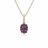 Classic Oval Amethyst & Diamond Cluster Stud Earrings & Pendant Set in 9ct Yellow Gold sold by Gemondo Jewellery