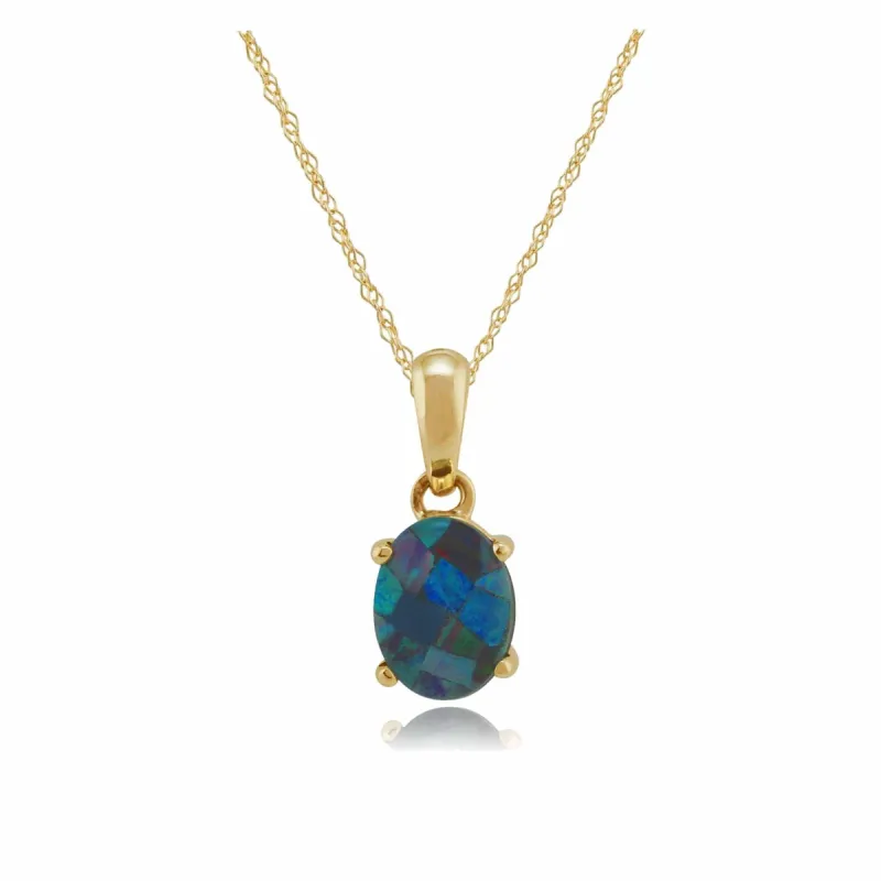 Classic Oval Triplet Opal Pendant in 9ct Yellow Gold sold by Gemondo Jewellery