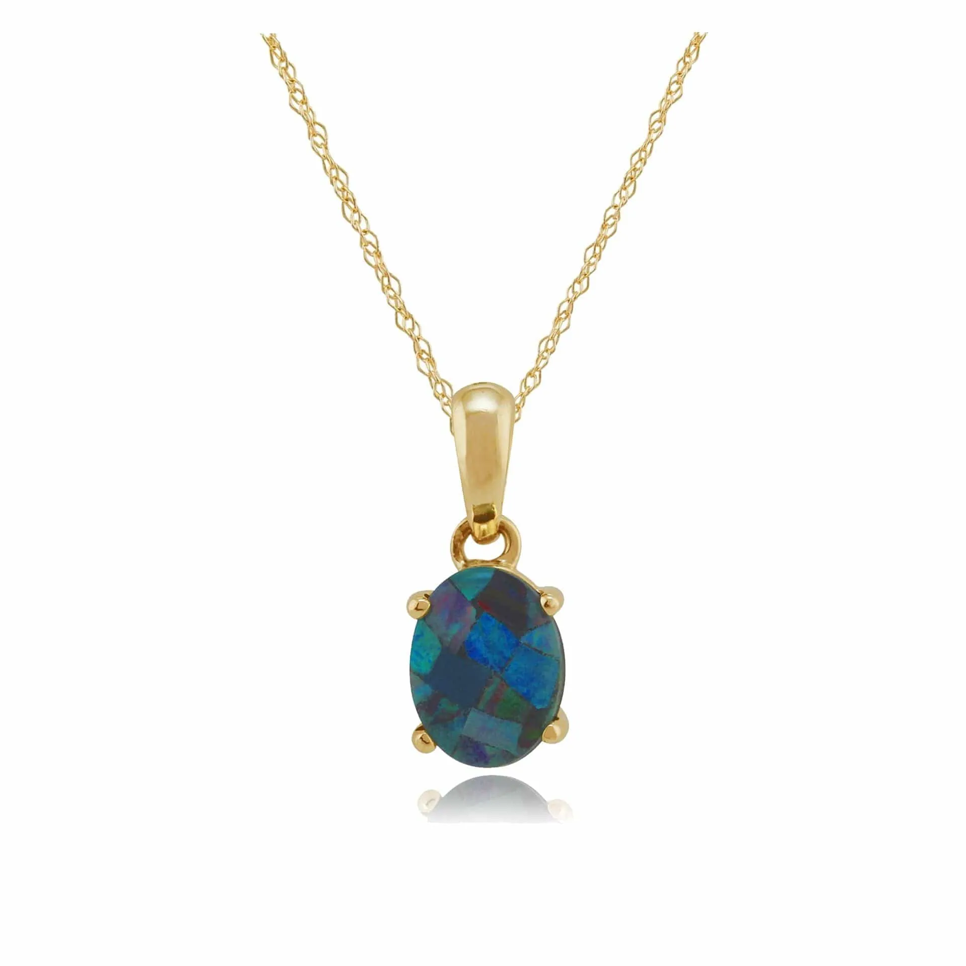 Classic Oval Triplet Opal Pendant in 9ct Yellow Gold sold by Gemondo Jewellery