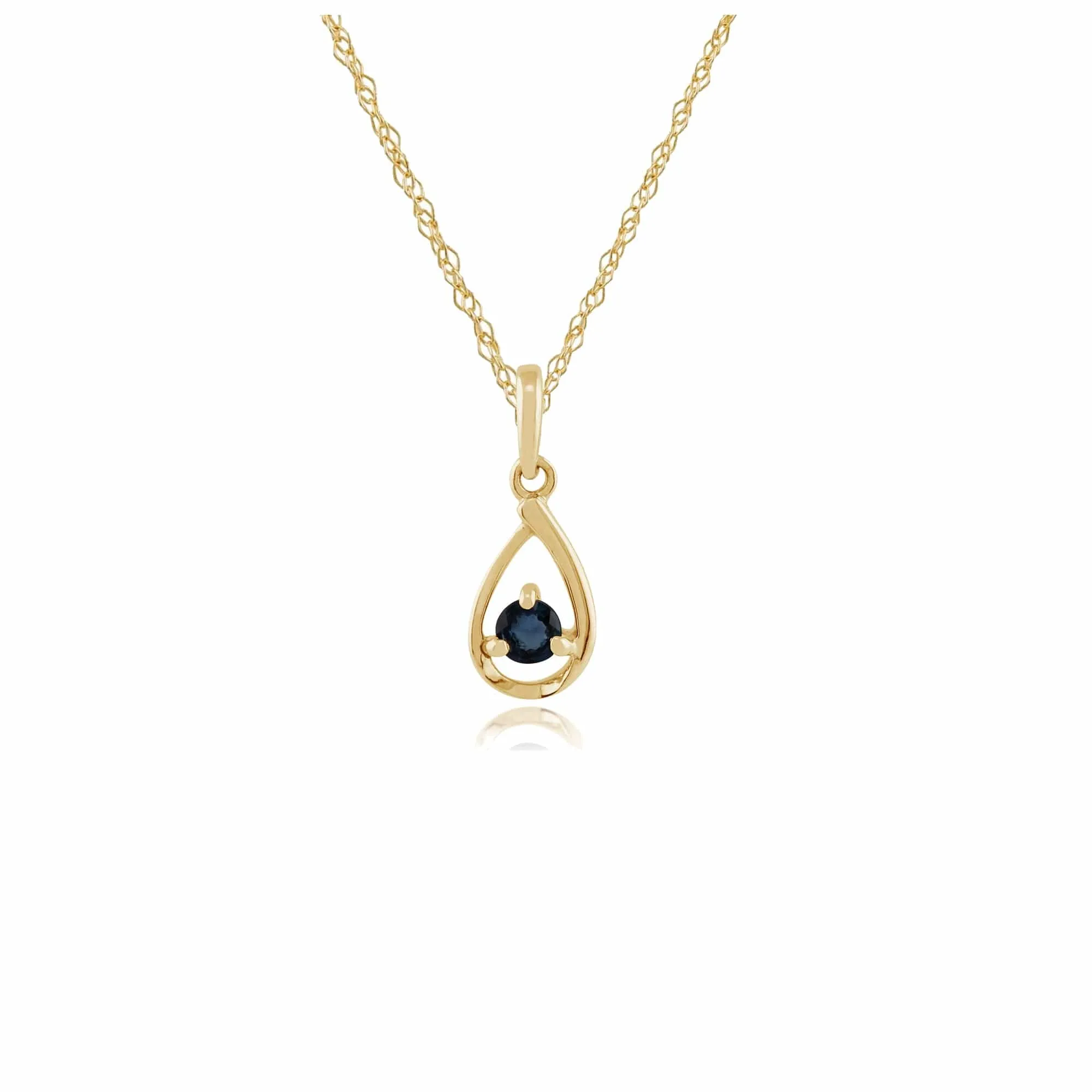 Classic Round Sapphire Pendant in 9ct Yellow Gold sold by Gemondo Jewellery