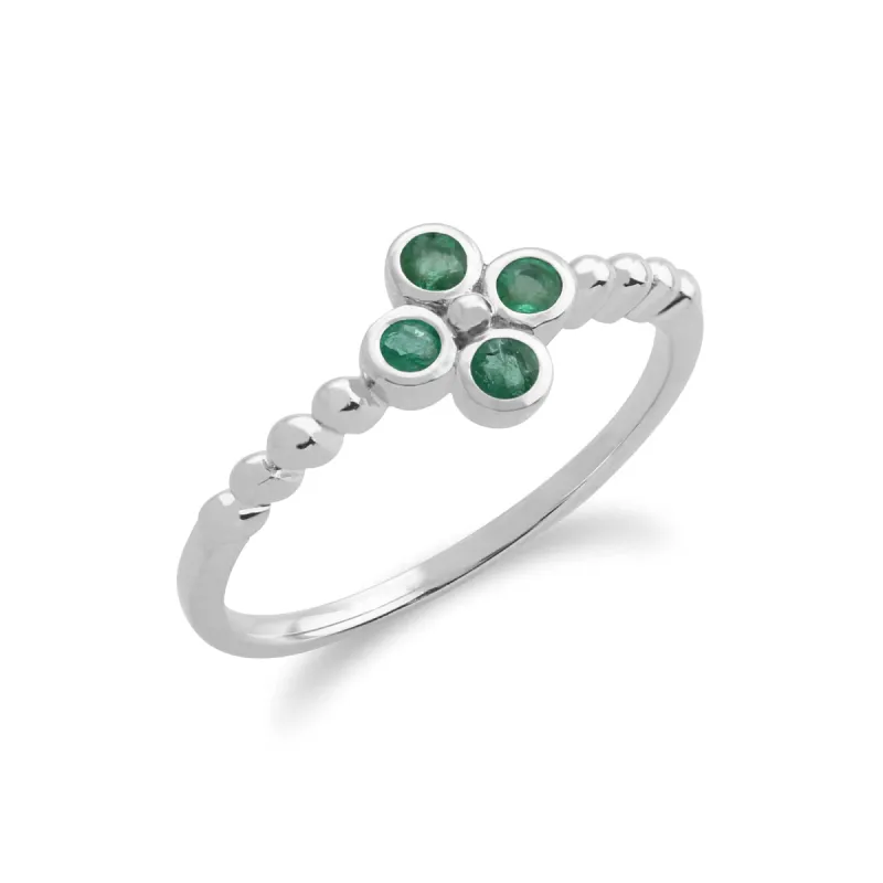 Gemondo Sterling Silver 0.19ct Emerald Cluster Ring sold by Gemondo Jewellery