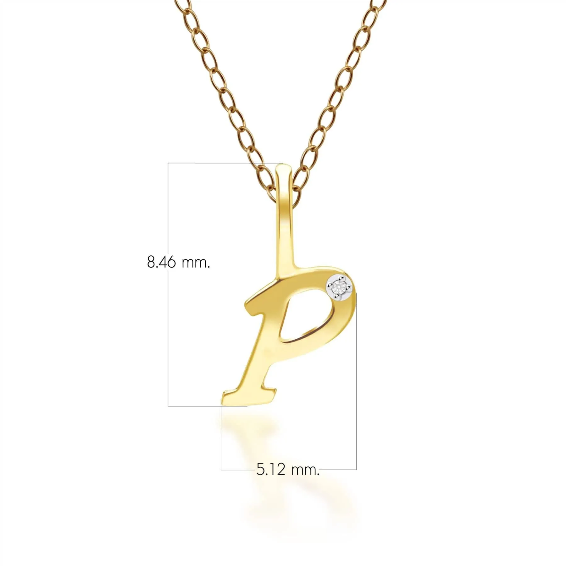 Alphabet Letter P Diamond pendant in 9ct Yellow Gold sold by Gemondo Jewellery product image thumbnail 3