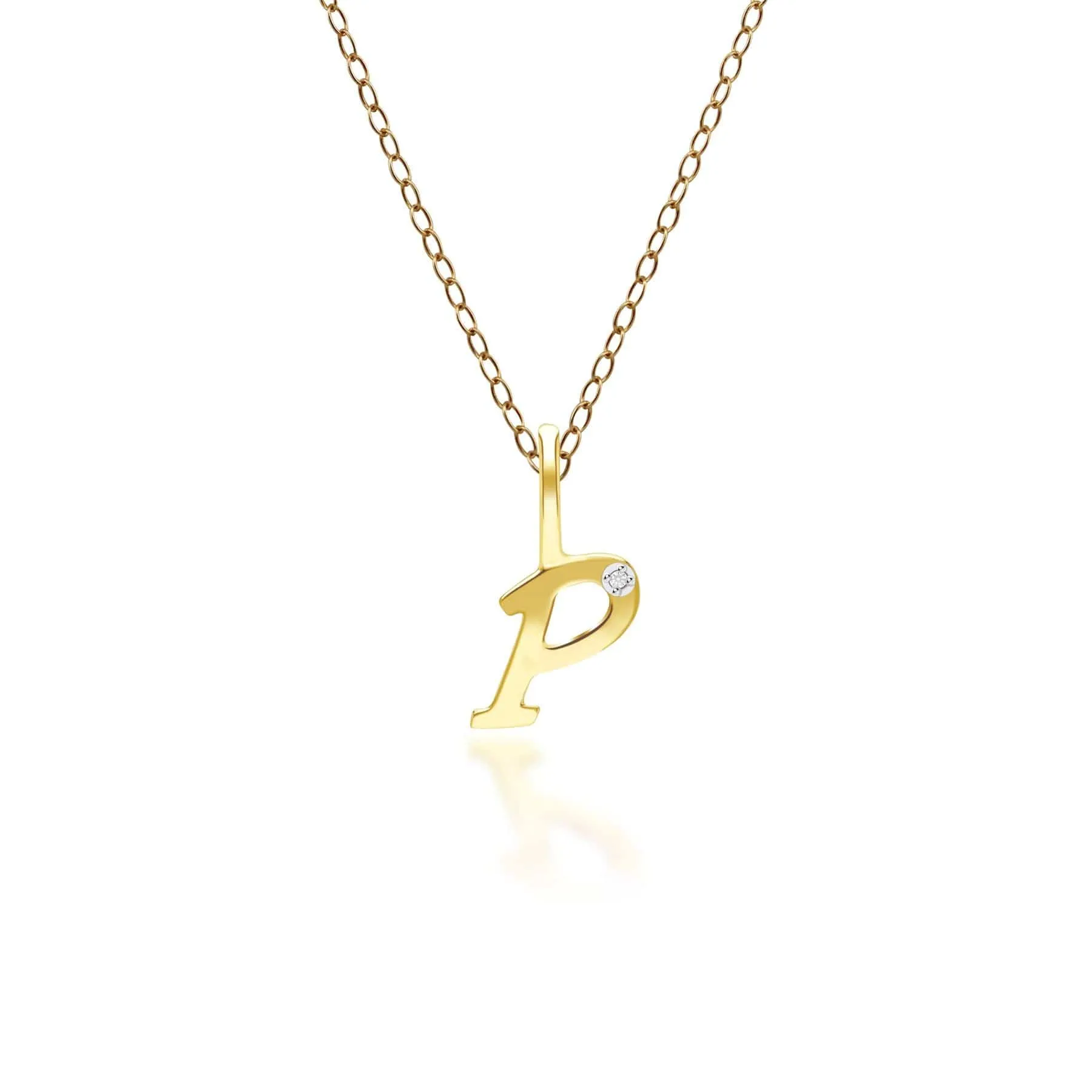 Alphabet Letter P Diamond pendant in 9ct Yellow Gold sold by Gemondo Jewellery