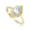 Art Nouveau Inspired Marquise Blue Topaz & Marcasite Ring in 18ct Gold Plated Silver sold by Gemondo Jewellery