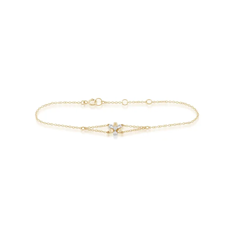 Gemondo 9ct Yellow Gold 0.03ct Diamond Floral 19cm Bracelet sold by Gemondo Jewellery