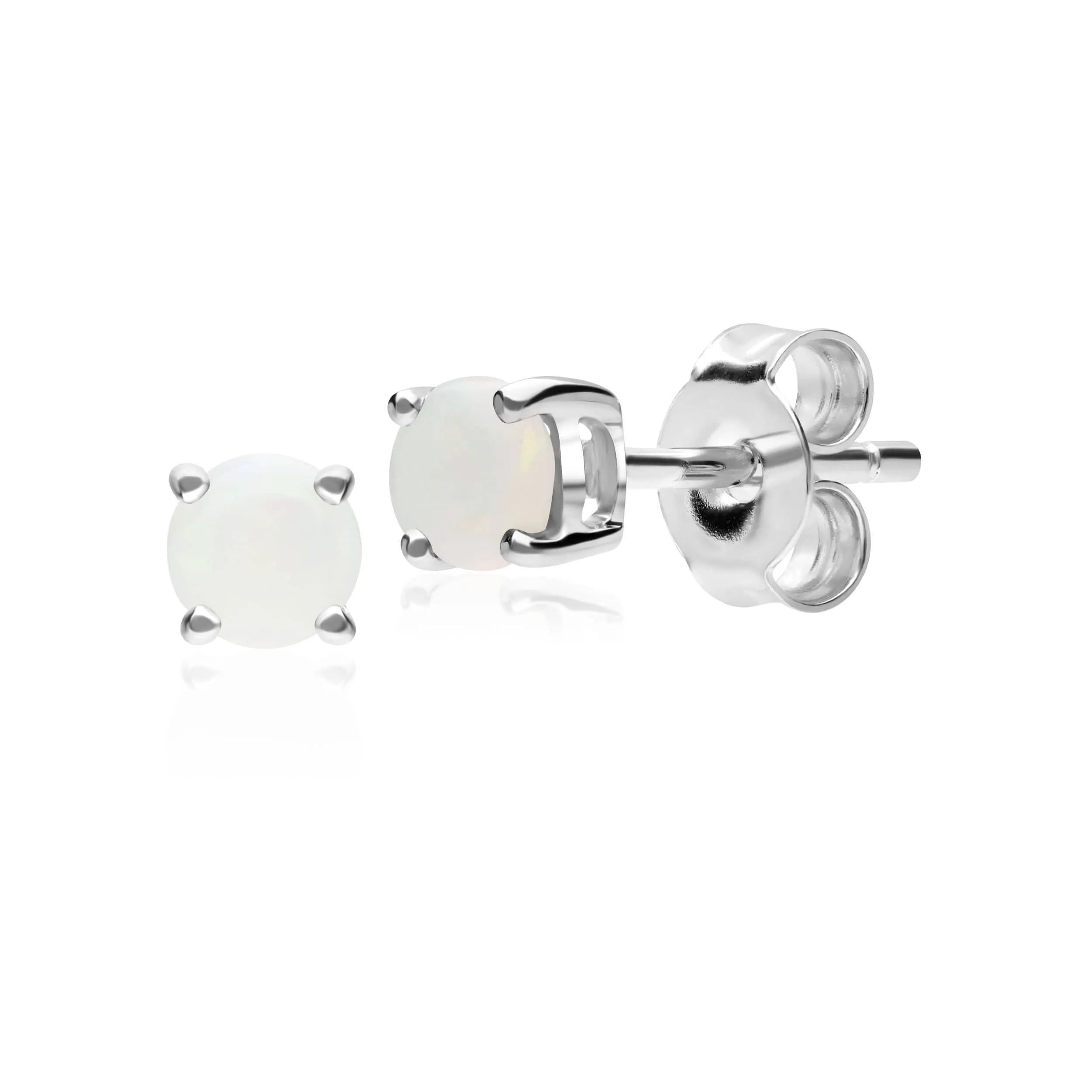 Classic Round Opal Stud Earrings in 9ct White Gold sold by Gemondo Jewellery