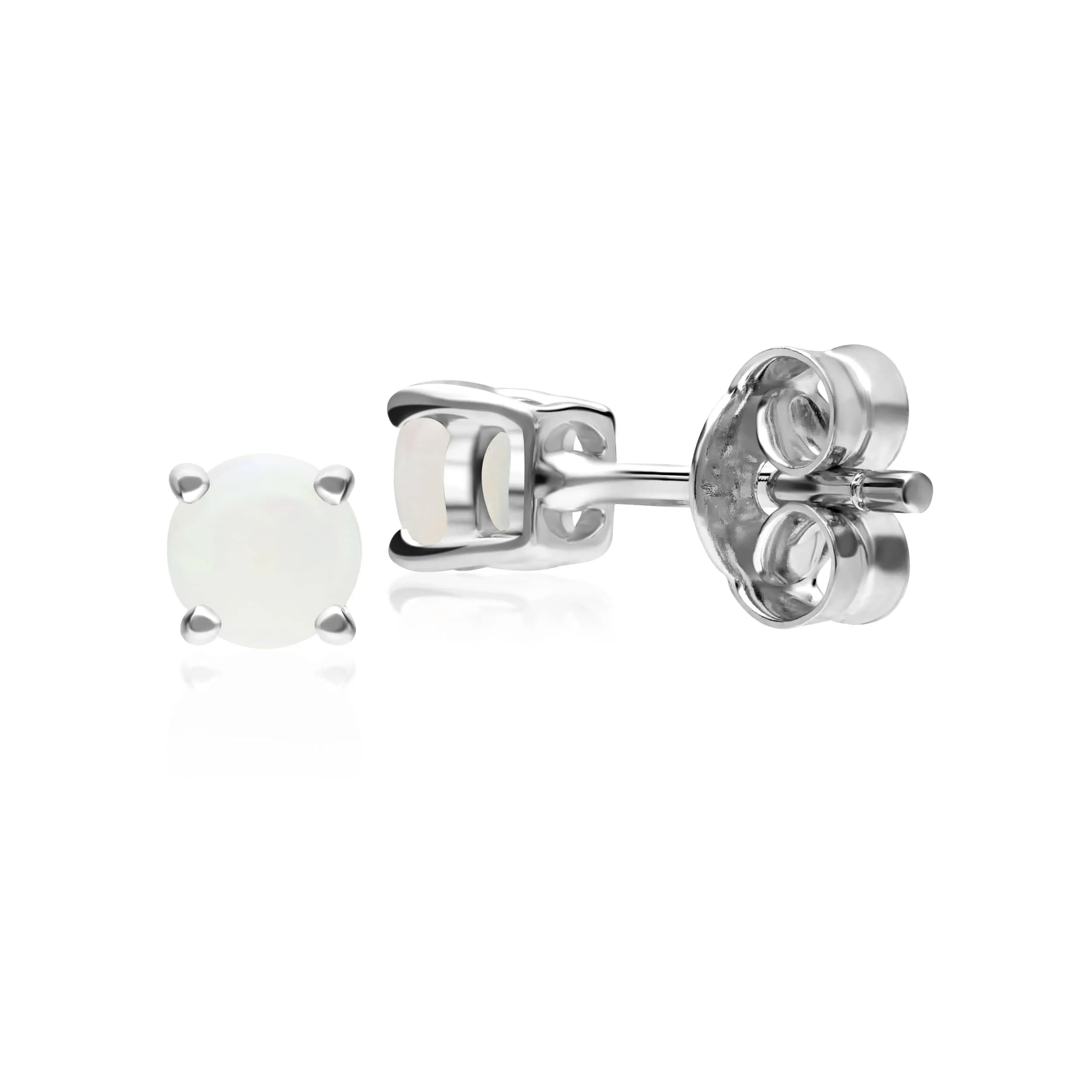 Classic Round Opal Stud Earrings in 9ct White Gold sold by Gemondo Jewellery product image thumbnail 2
