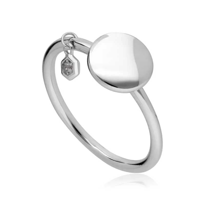 White Topaz Engravable Ring in Sterling Silver sold by Gemondo Jewellery