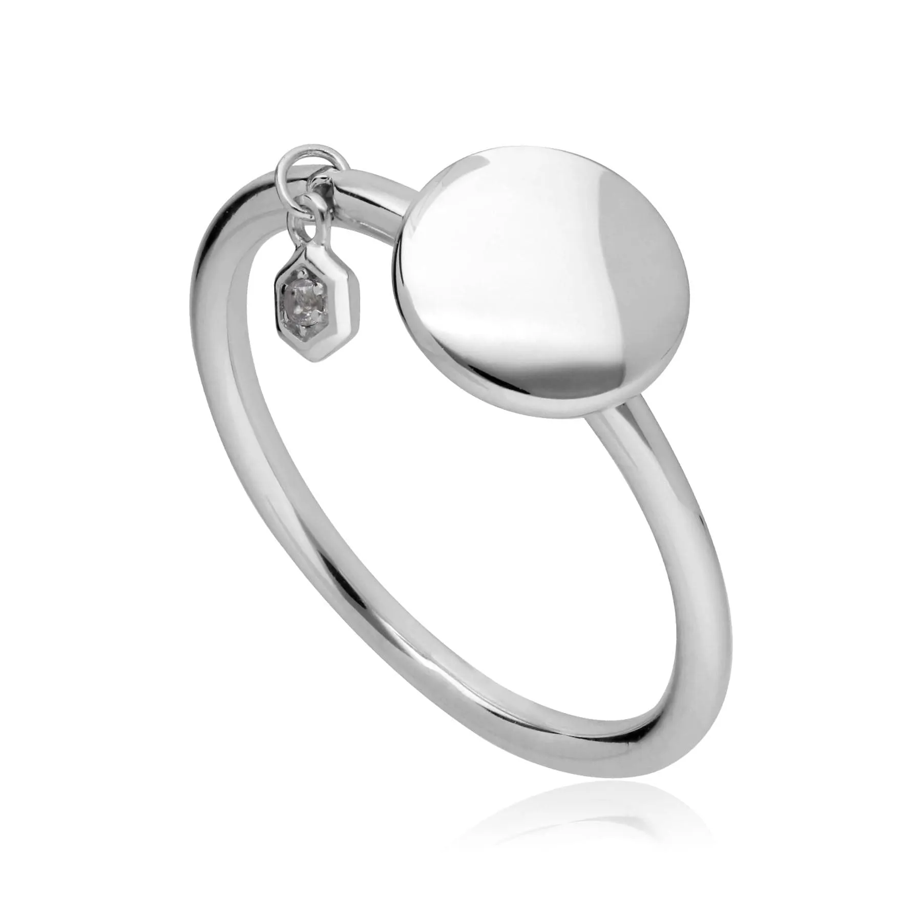 White Topaz Engravable Ring in Sterling Silver sold by Gemondo Jewellery