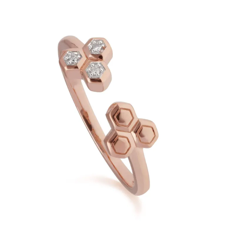 Diamond Trilogy Open Ring in 9ct Rose Gold sold by Gemondo Jewellery