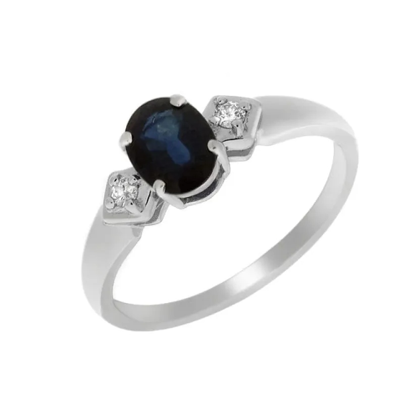 9ct White Gold 1.00ct Natural Sapphire & Diamond Single Stone Ring sold by Gemondo Jewellery