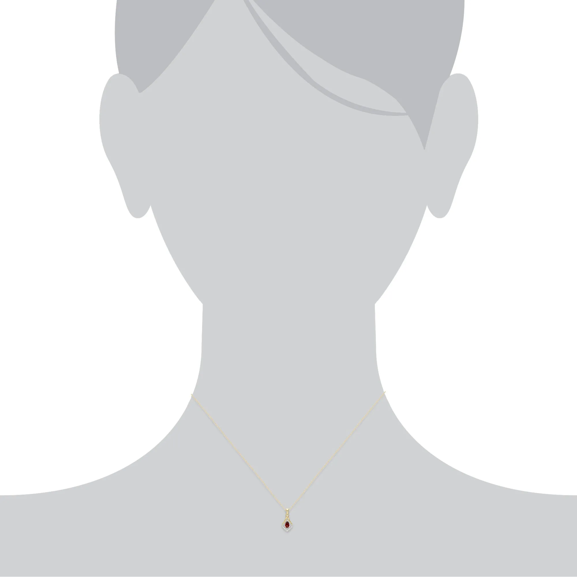 Classic Pear Garnet & Three Diamond Leaf Halo Pendant in 9ct Yellow Gold sold by Gemondo Jewellery product image thumbnail 3