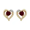 Classic Heart Garnet & Diamond Stud Earrings in 9ct Yellow Gold sold by Gemondo Jewellery