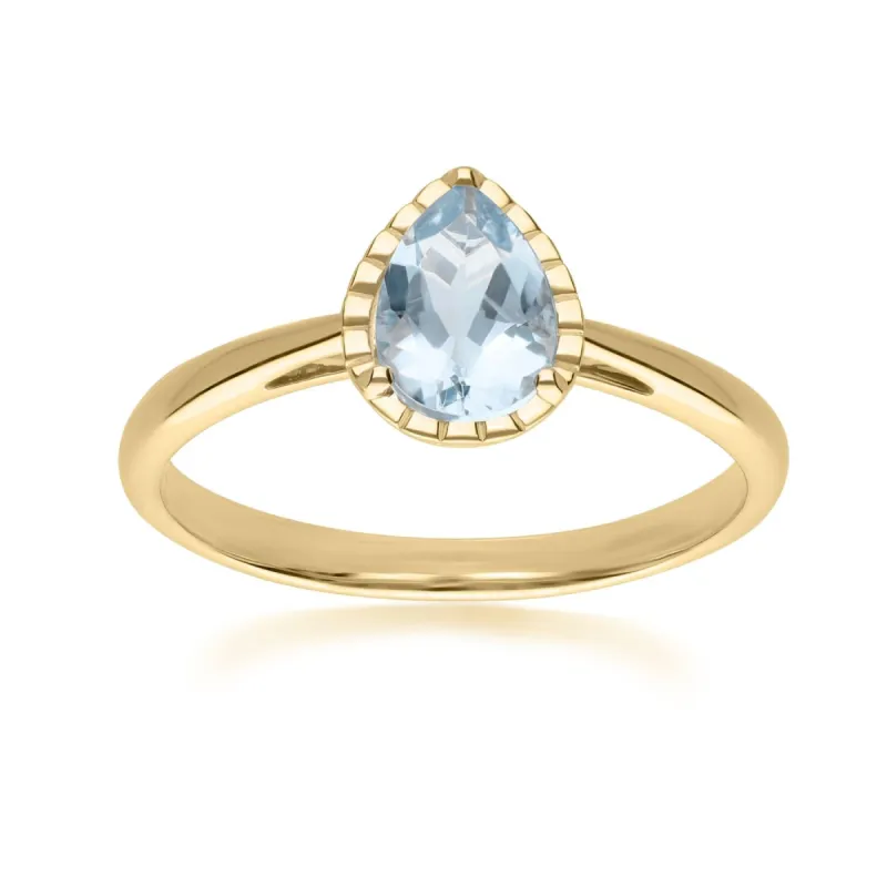 Classic Pear Aquamarine Ring in 9ct Yellow Gold sold by Gemondo Jewellery