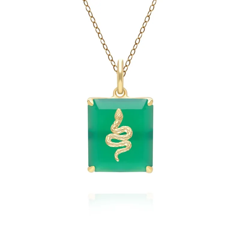 Grand Deco Green Chalcedony Snake Pendant in Gold Plated Sterling Silver sold by Gemondo Jewellery