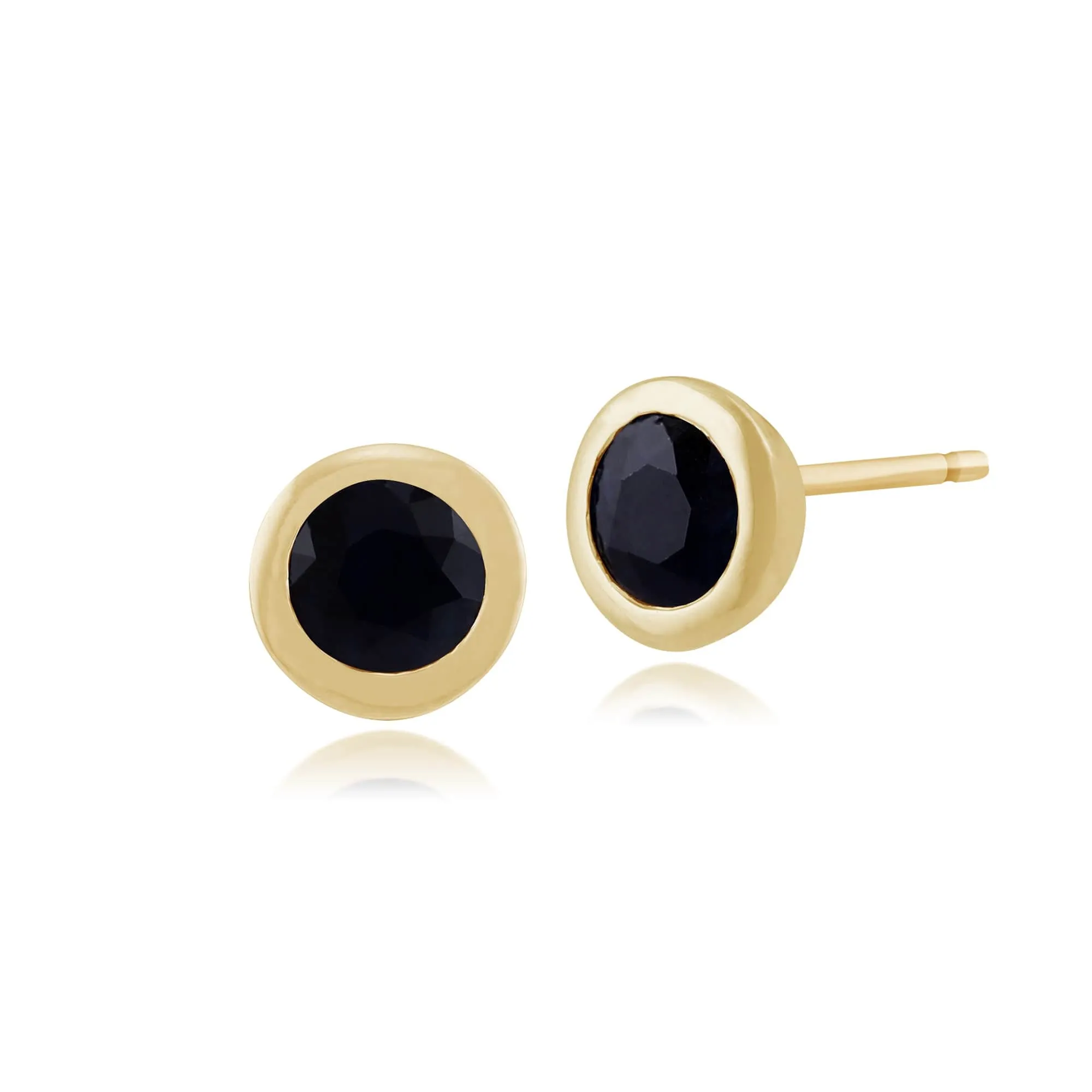 Classic Round Sapphire Stud Earrings in 9ct Yellow Gold 6mm sold by Gemondo Jewellery