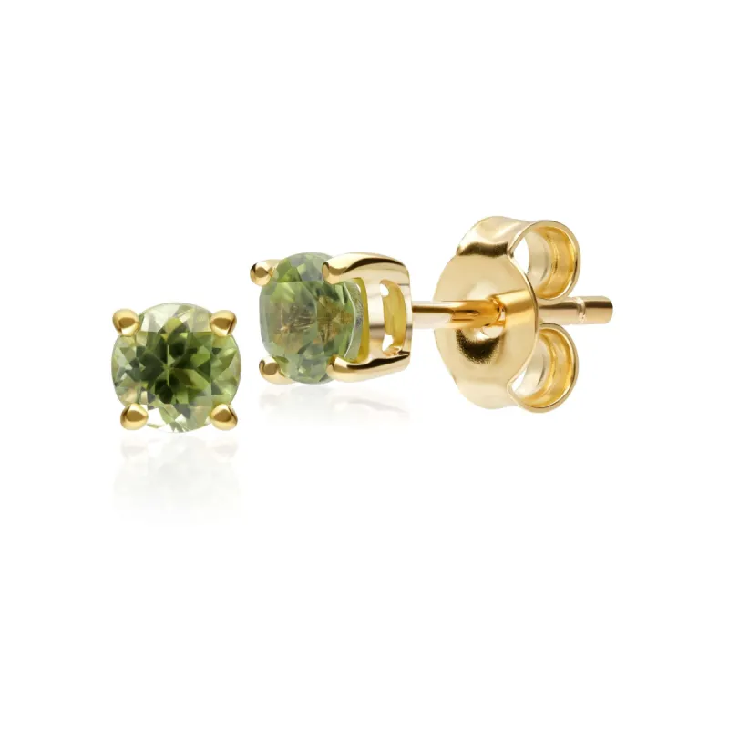 Gemondo Peridot Round Stud Earrings In 9ct Yellow Gold Claw Set sold by Gemondo Jewellery