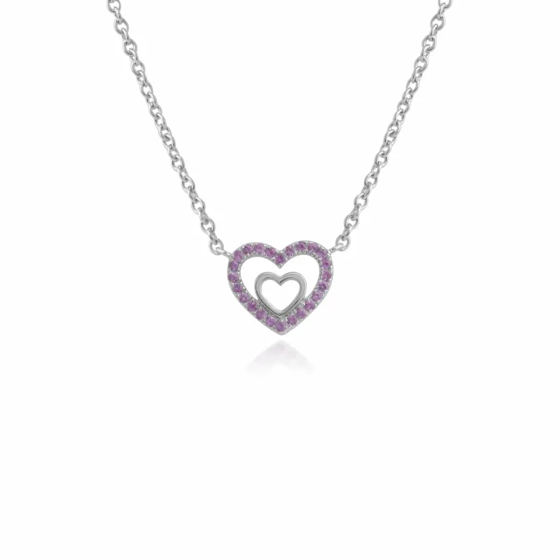 Gemondo Sterling Silver Pink Sapphire Heart Pendant on 45cm Chain sold by Gemondo Jewellery